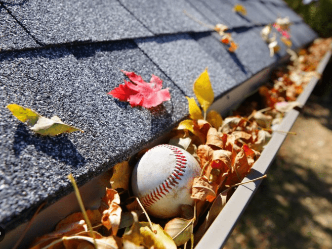 baseball in gutter