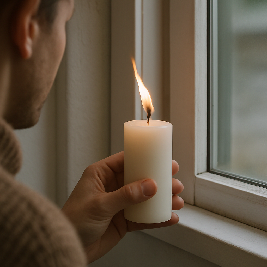 candle test for window drafts indoor