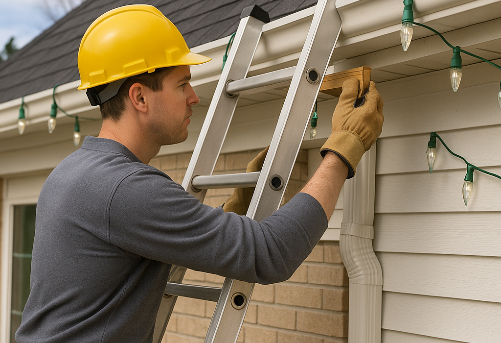 Install Holiday Lights Safely with a Safety Ladder and Protect Your Gutters